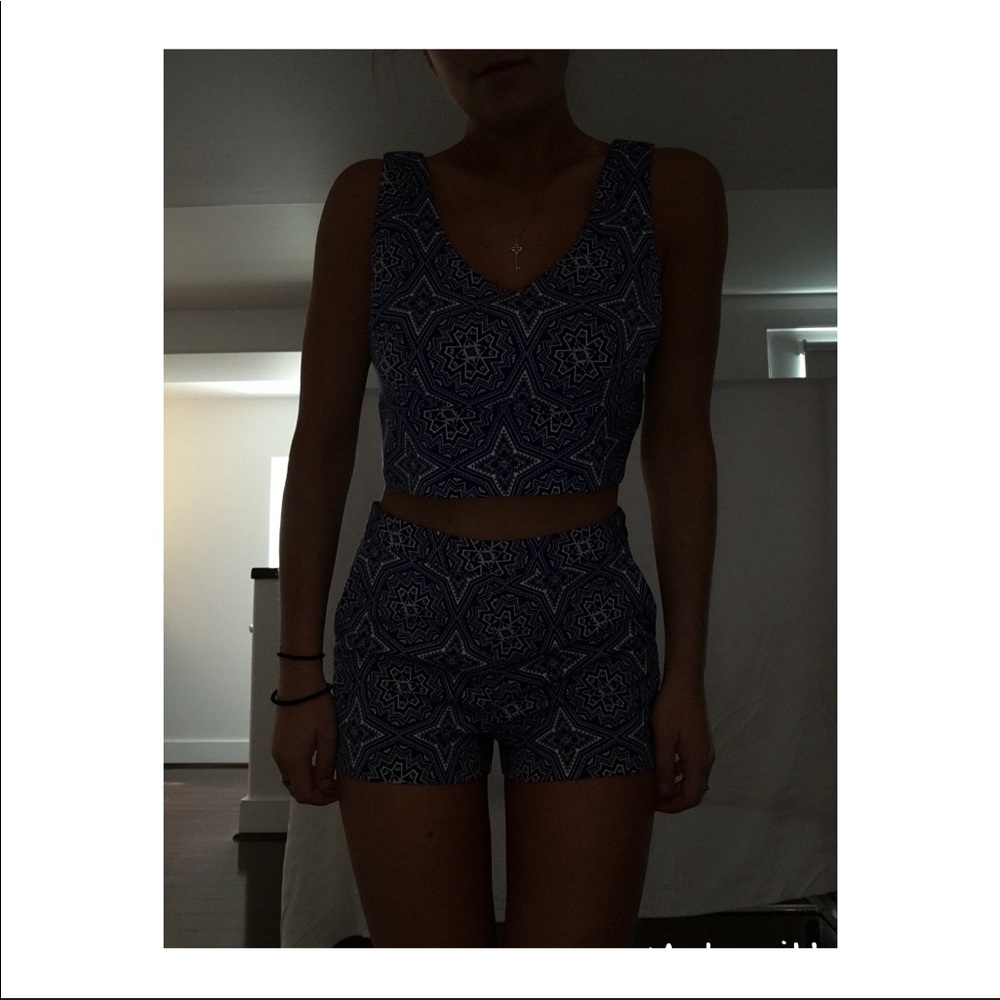 Blue and White Two Piece